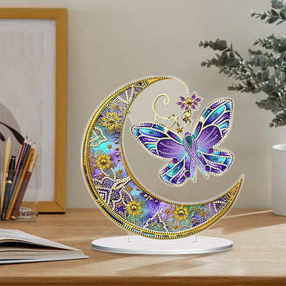 Double Side Special Shaped Moon Butterfly Desktop Diamond Painting Art Kits