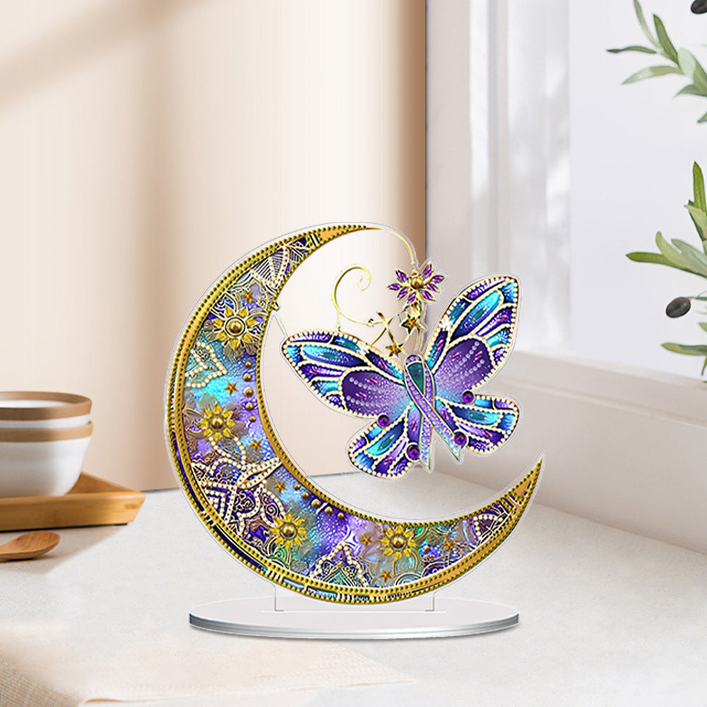 Double Side Special Shaped Moon Butterfly Desktop Diamond Painting Art Kits