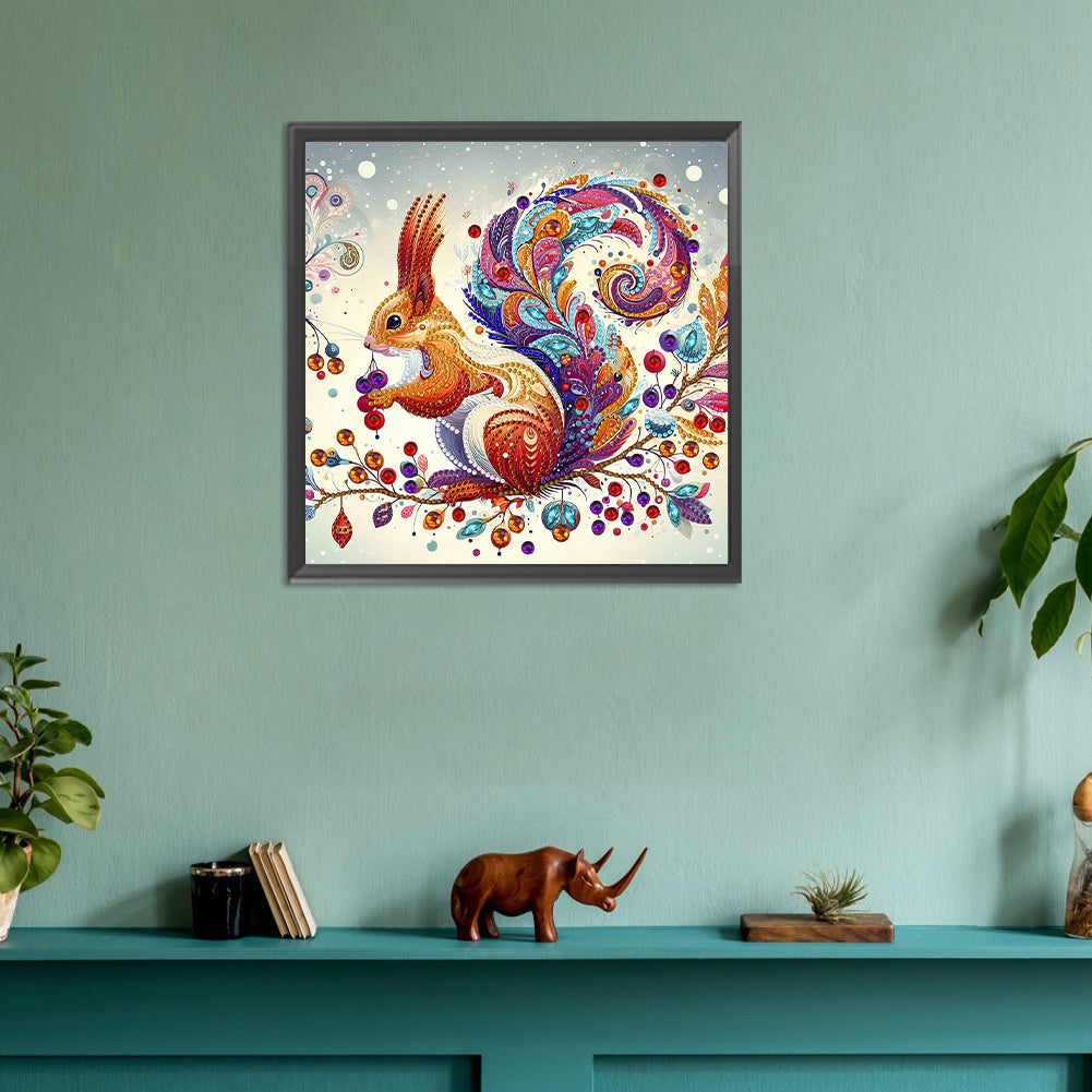 Indian Painted Squirrel - Special Shaped Drill Diamond Painting 30*30CM