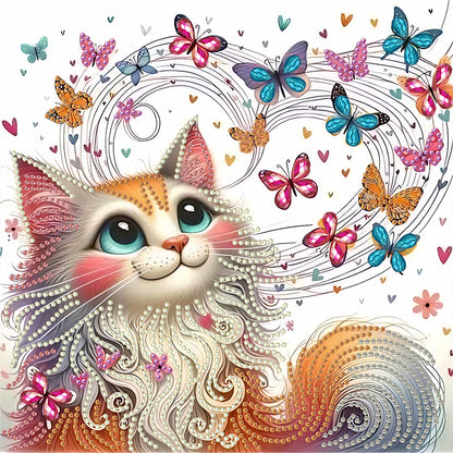 Painted Butterfly Cat - Special Shaped Drill Diamond Painting 30*30CM