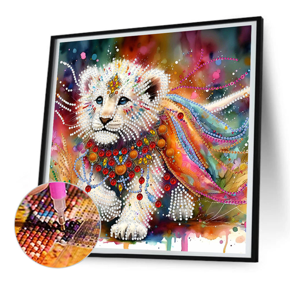 Indian Painted Lion - Special Shaped Drill Diamond Painting 30*30CM