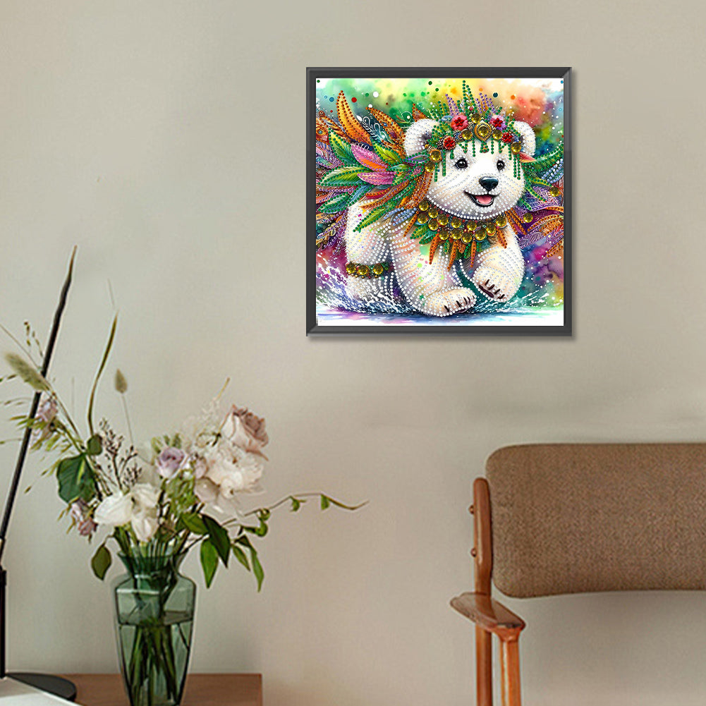 Indian Painted Bear - Special Shaped Drill Diamond Painting 30*30CM