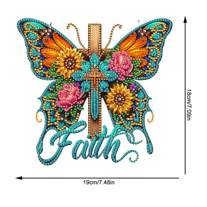 Acrylic Cross Diamond Painting Hanging Pendant Home Decor (Butterfly Cross)