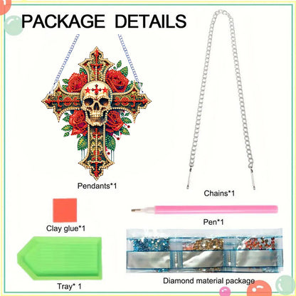 Acrylic Cross Diamond Painting Hanging Pendant Home Decor (Rose Skull Cross)