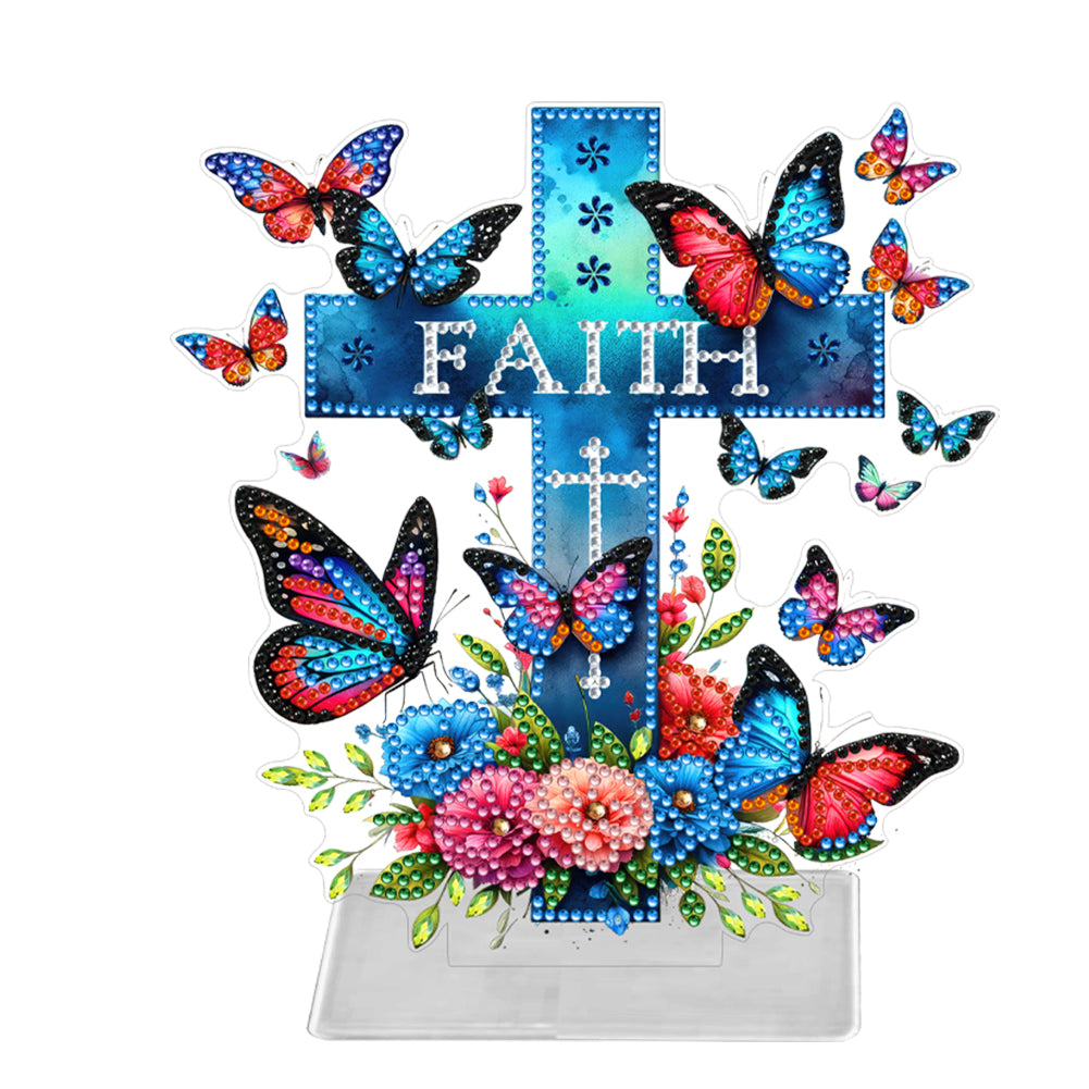Acrylic Butterfly Cross Diamond Painting Desktop Decorations Home Office Decor