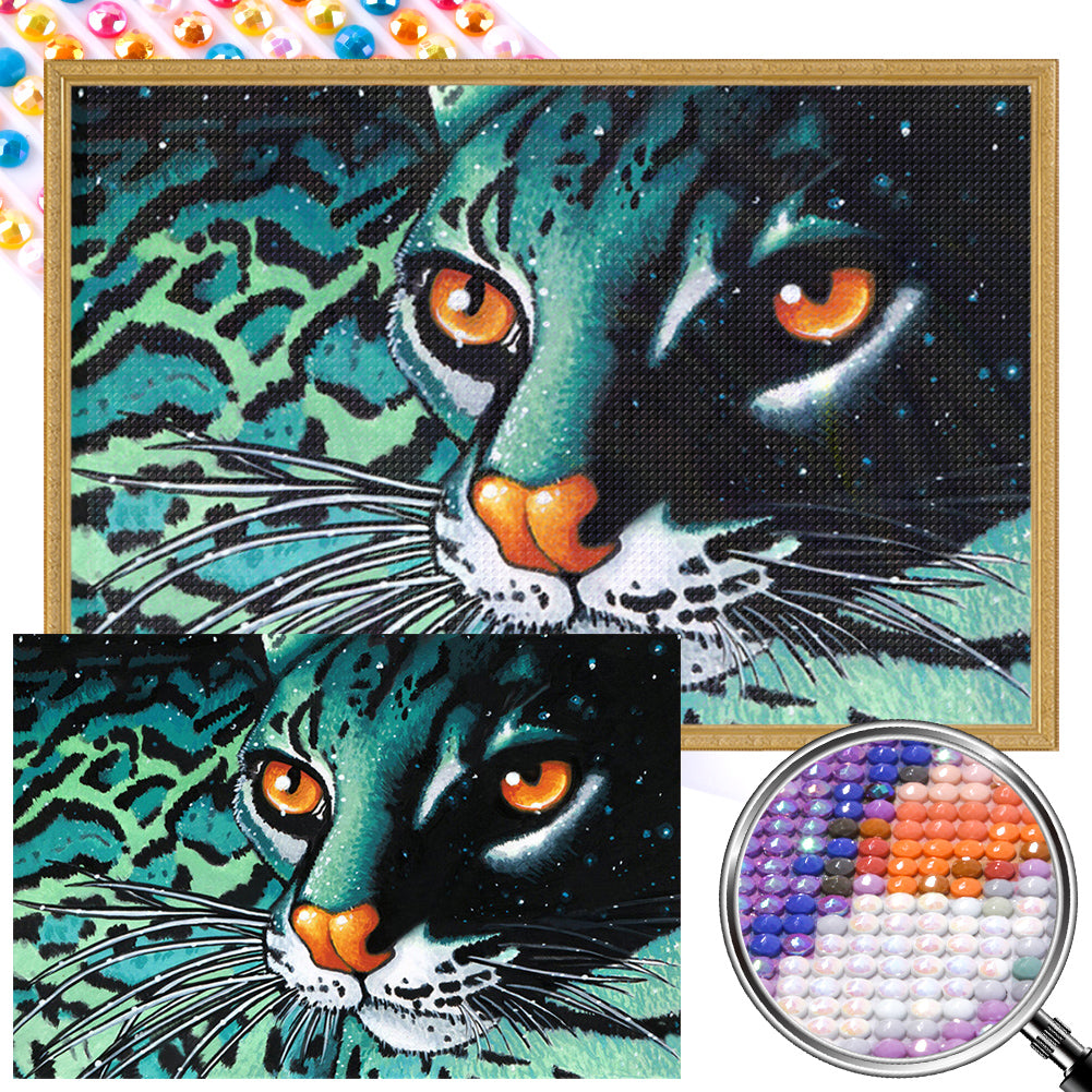 Blue Leopard - Full Round Drill Diamond Painting 45*30CM