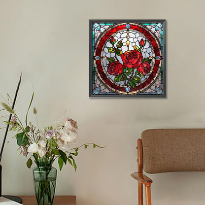 Glass Painted Roses - Full Round Drill Diamond Painting 30*30CM