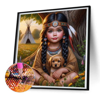 Indian Girl - Full Round Drill Diamond Painting 30*30CM