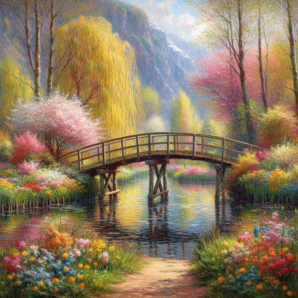 Woods Bridge - Full Round Drill Diamond Painting 40*40CM