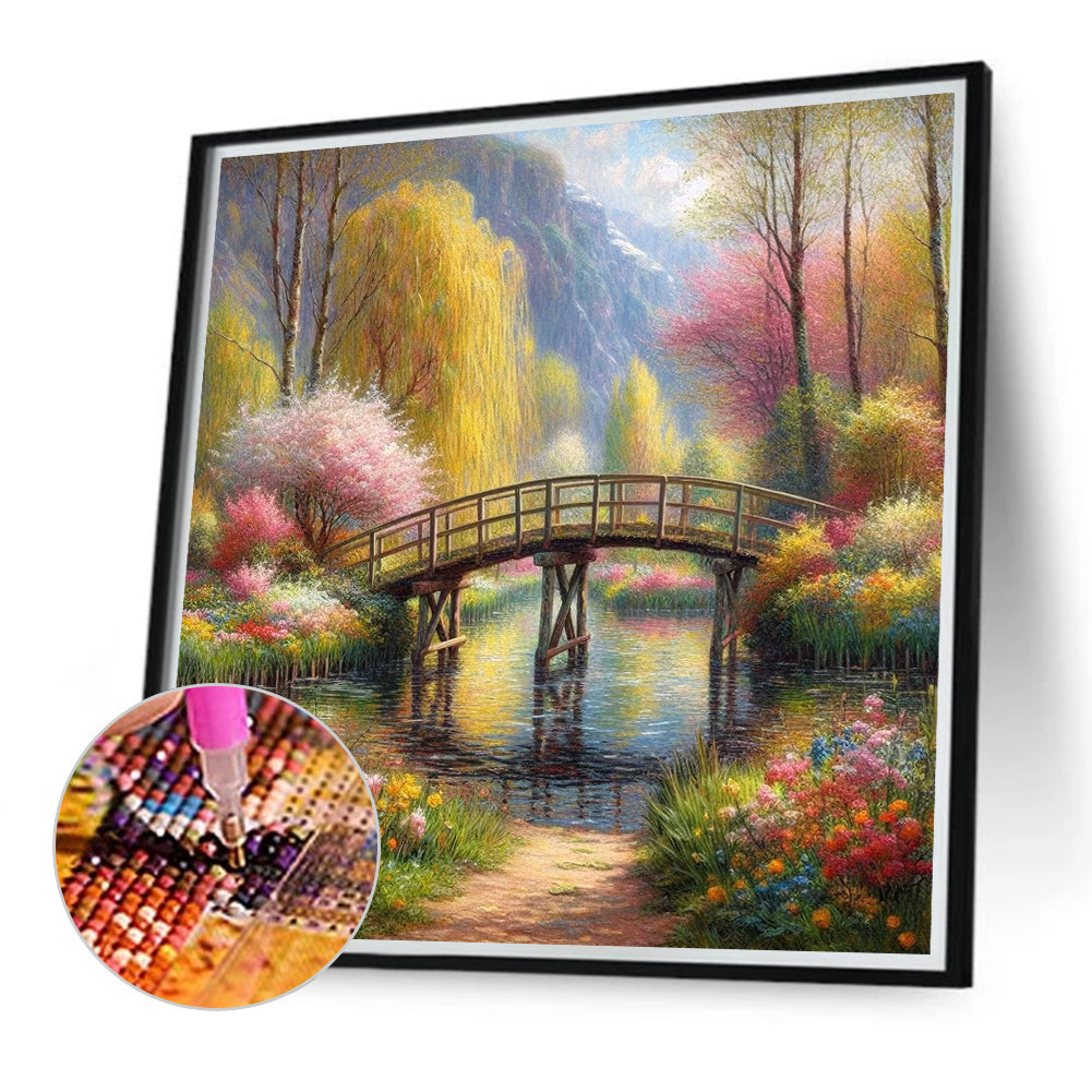 Woods Bridge - Full Round Drill Diamond Painting 40*40CM