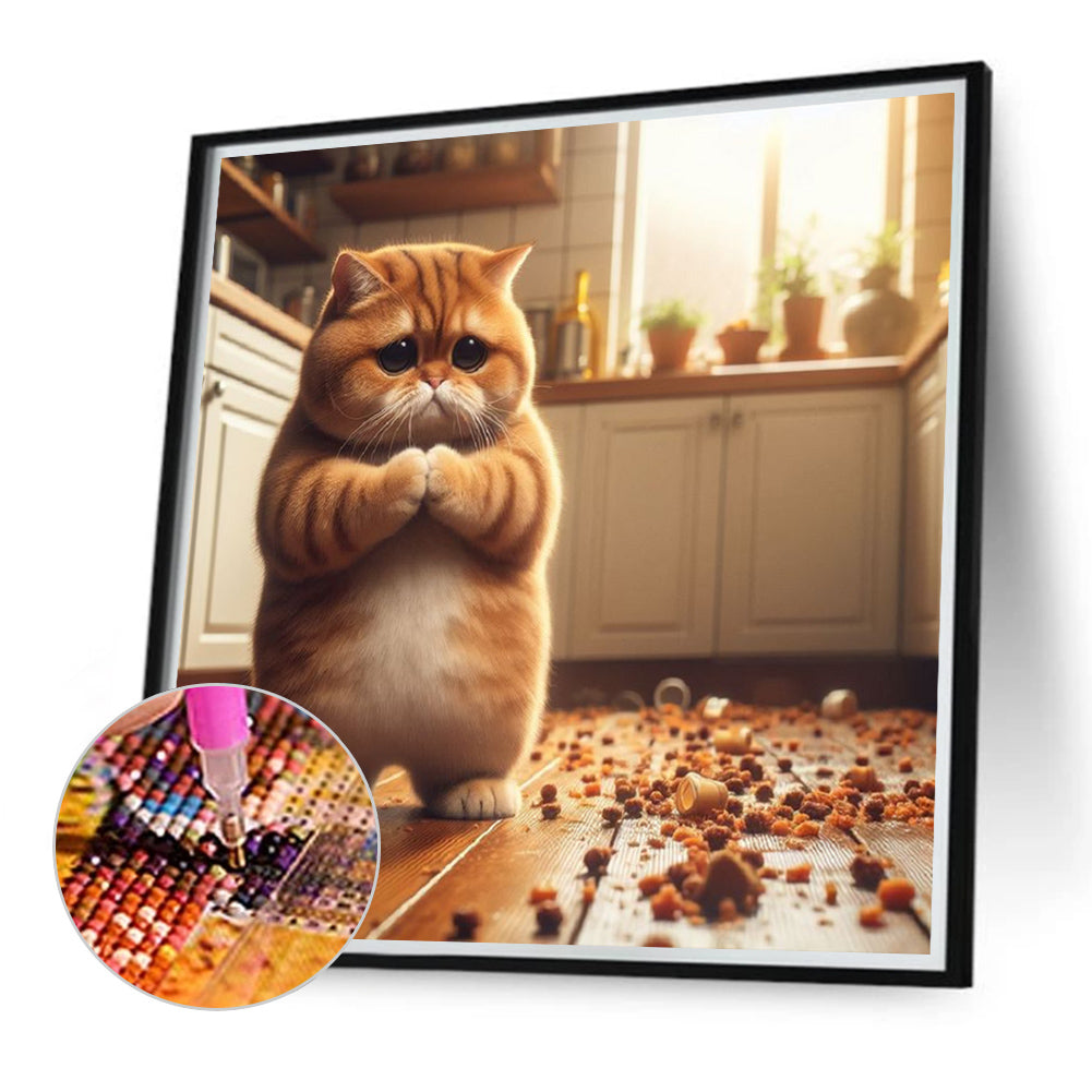 Funny Cat - Full Round Drill Diamond Painting 40*40CM