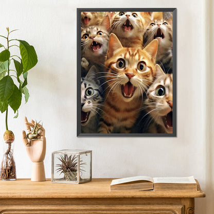 Funny Cat - Full Round Drill Diamond Painting 30*40CM