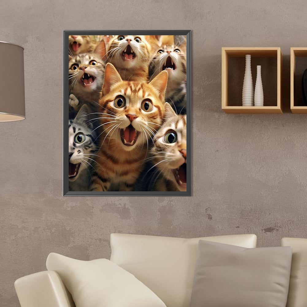 Funny Cat - Full Round Drill Diamond Painting 30*40CM