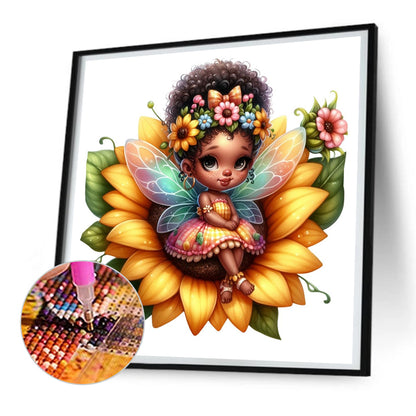 Sunflower Black Elf - Full Round Drill Diamond Painting 30*30CM