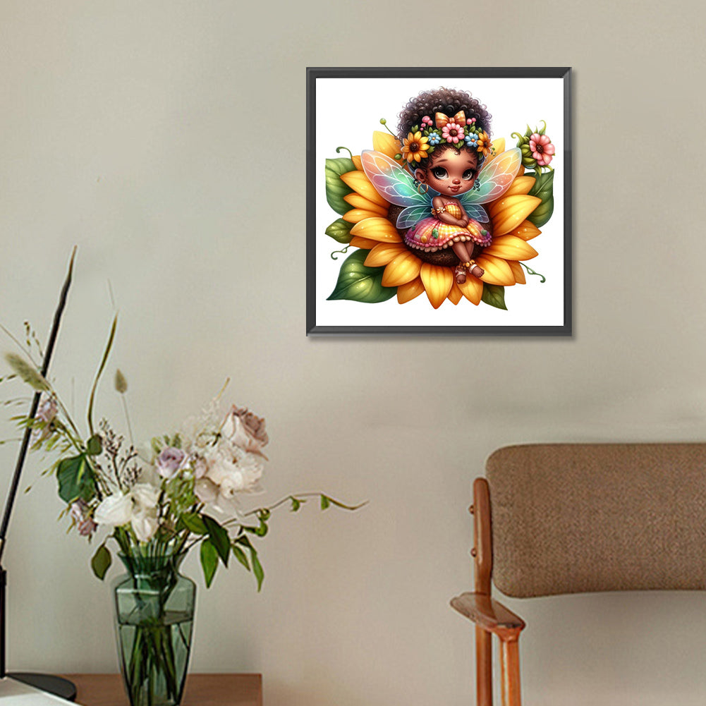 Sunflower Black Elf - Full Round Drill Diamond Painting 30*30CM