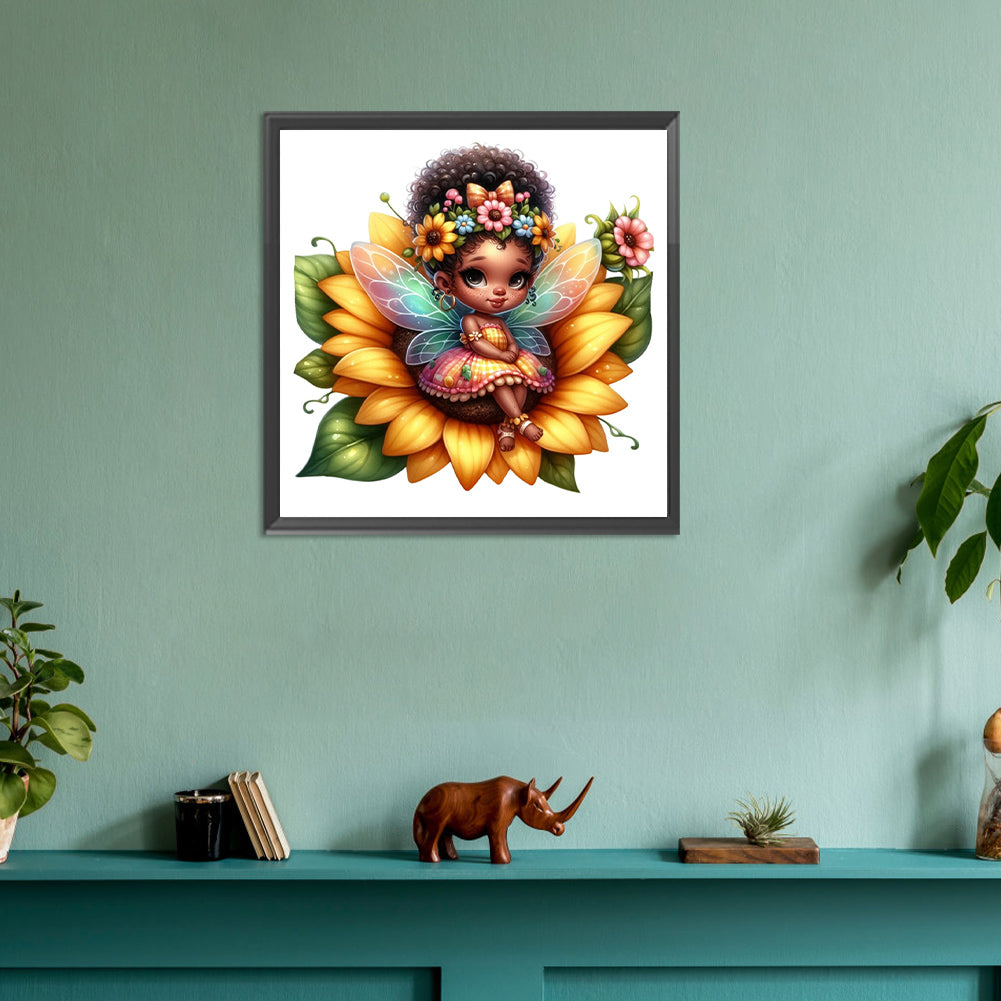 Sunflower Black Elf - Full Round Drill Diamond Painting 30*30CM