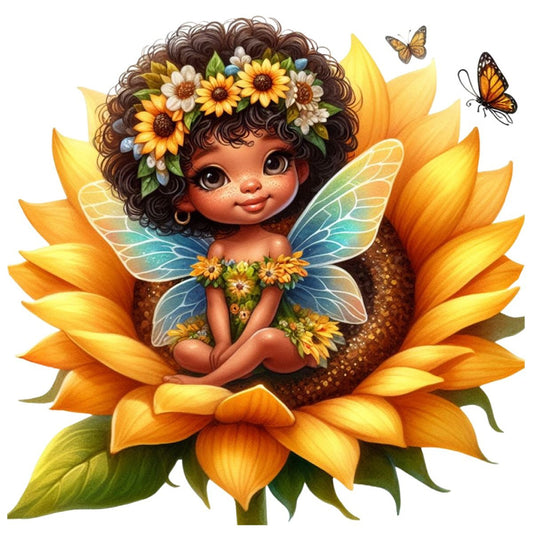 Sunflower Black Elf - Full Round Drill Diamond Painting 30*30CM