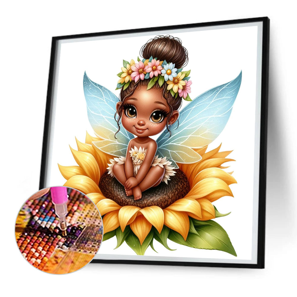 Sunflower Black Elf - Full Round Drill Diamond Painting 30*30CM