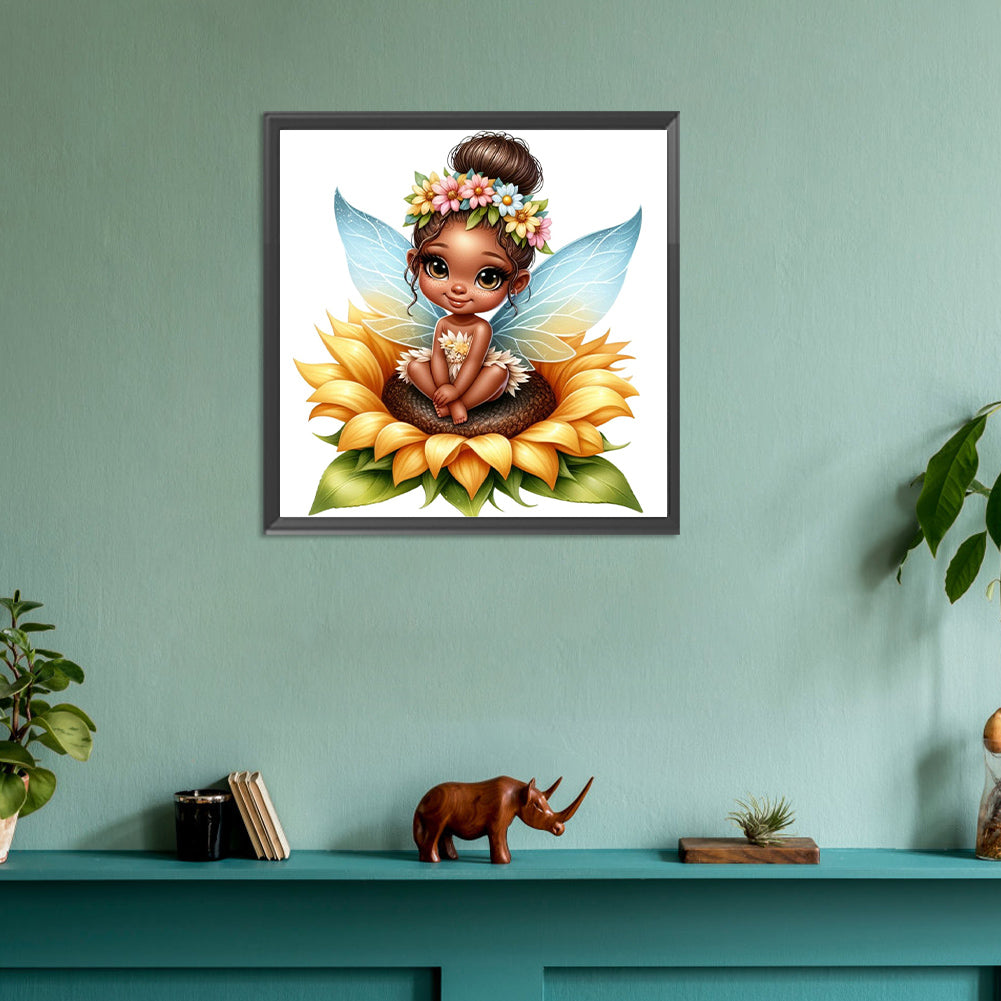 Sunflower Black Elf - Full Round Drill Diamond Painting 30*30CM