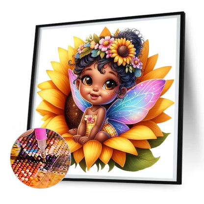 Sunflower Black Elf - Full Round Drill Diamond Painting 30*30CM