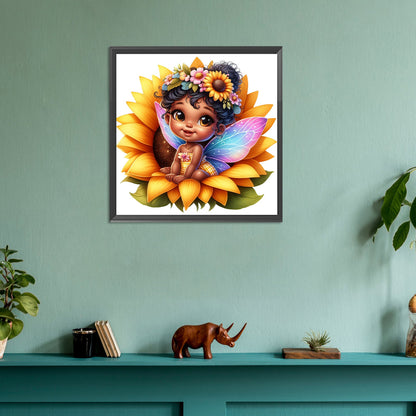 Sunflower Black Elf - Full Round Drill Diamond Painting 30*30CM