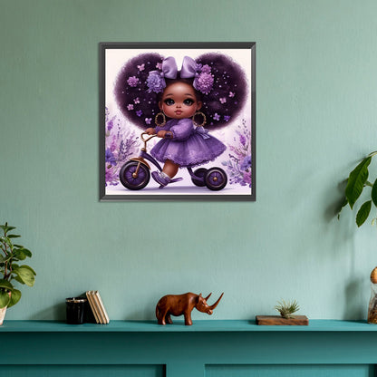 Girl On Bike - Full Round Drill Diamond Painting 30*30CM