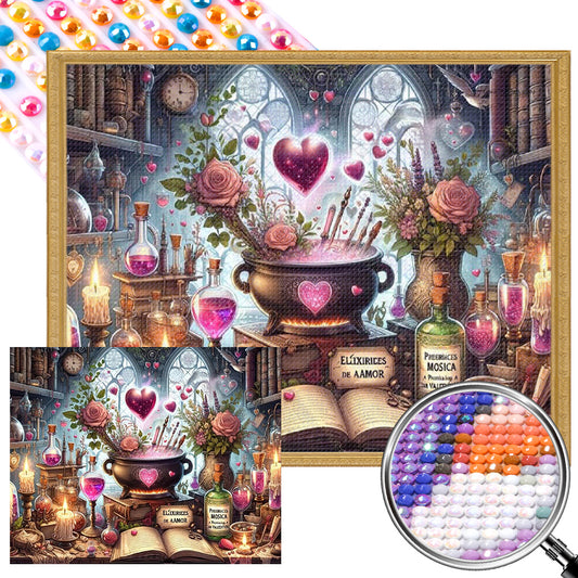 Potion Cauldron On The Table - Full Round Drill Diamond Painting 50*40CM