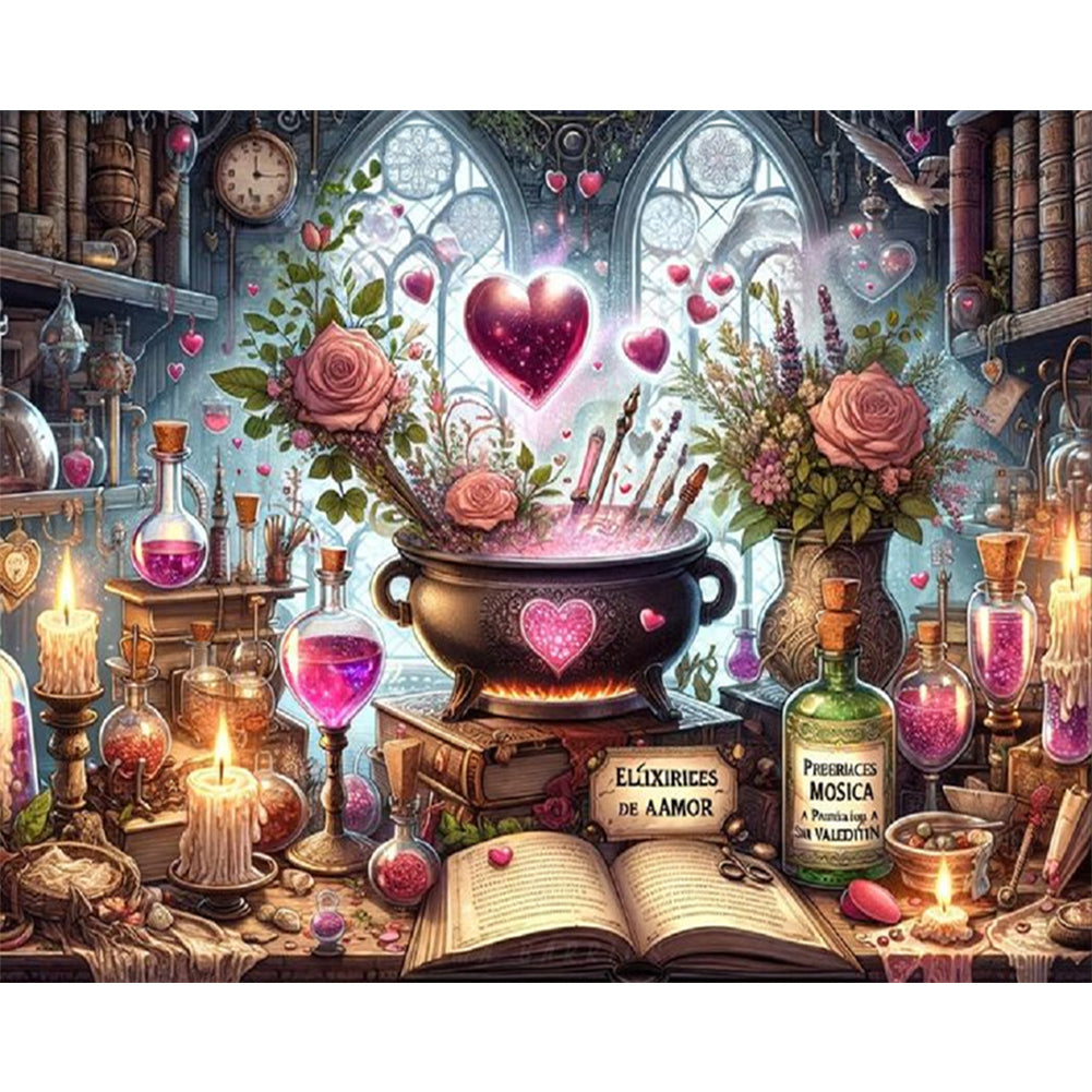 Potion Cauldron On The Table - Full Round Drill Diamond Painting 50*40CM