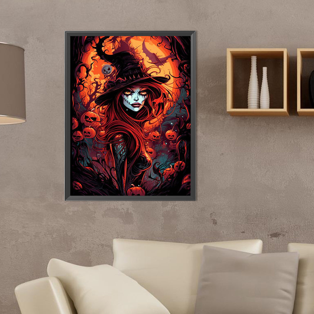 Halloween Witch - Full Round Drill Diamond Painting 30*40CM