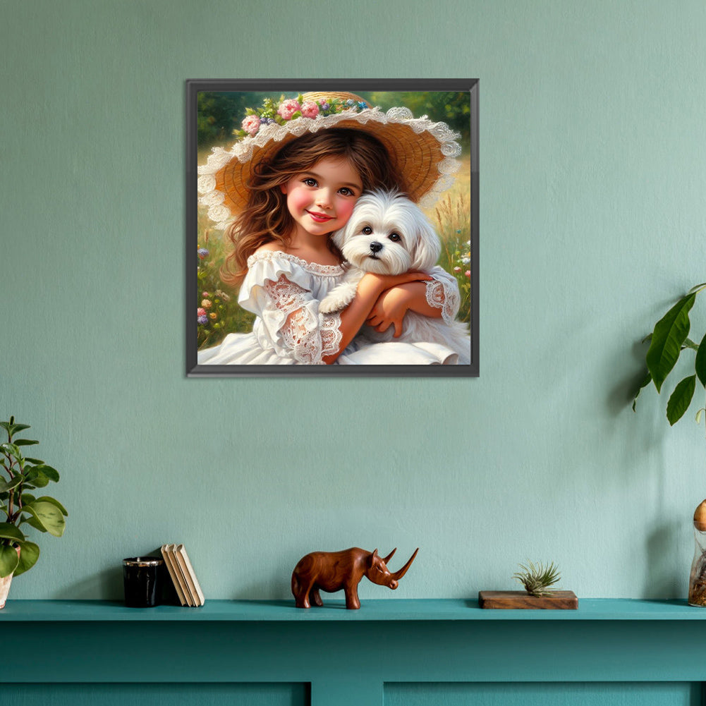 Cute Pet Girl - Full Round Drill Diamond Painting 30*30CM