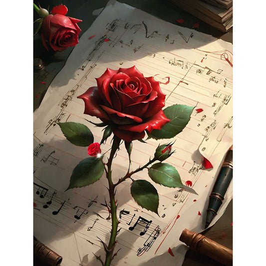 Red Rose - Full Round Drill Diamond Painting 30*40CM