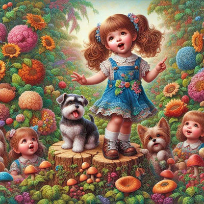 Little Girl Performing In The Garden - Full Round Drill Diamond Painting 40*40CM