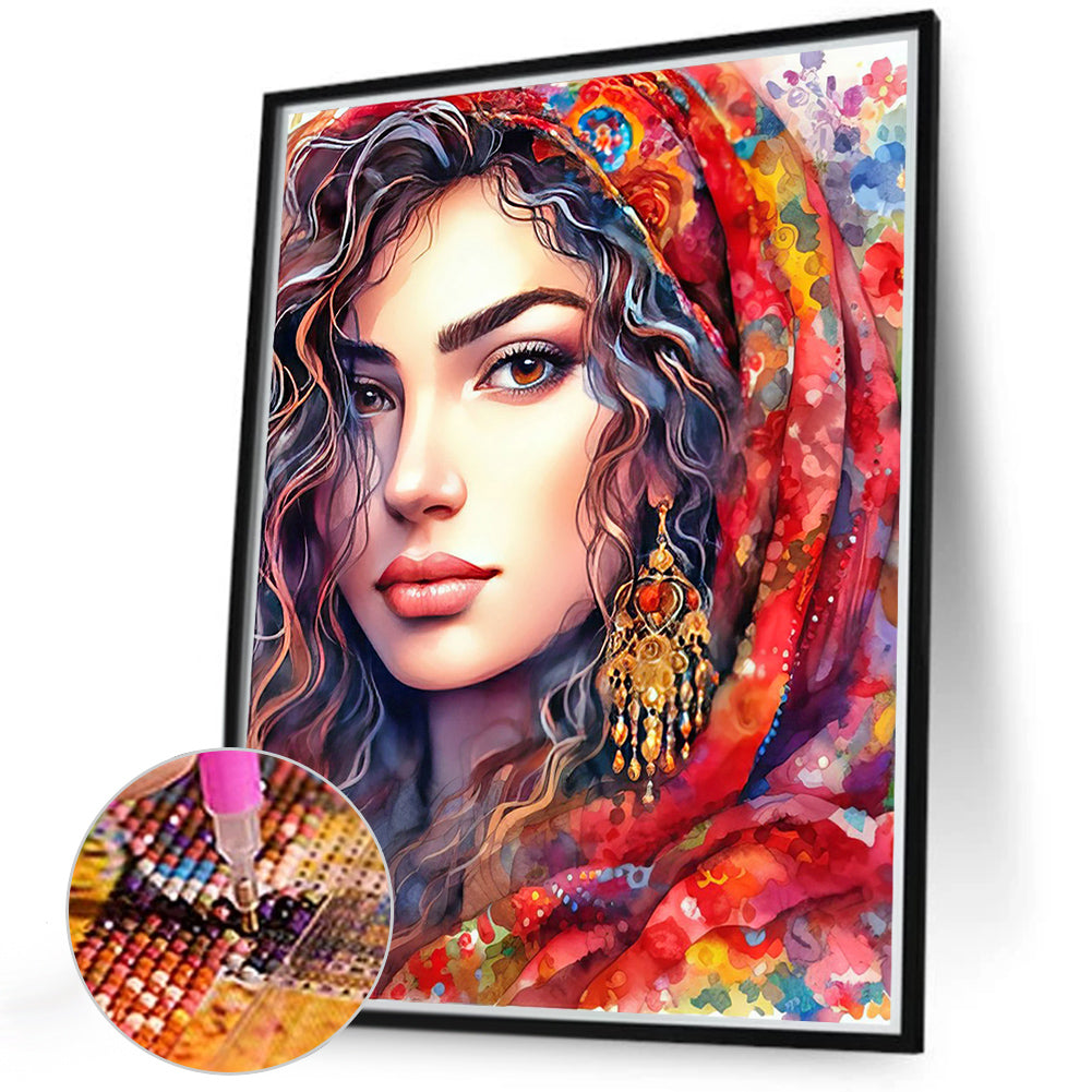 Watercolor Woman - Full Round Drill Diamond Painting 40*50CM