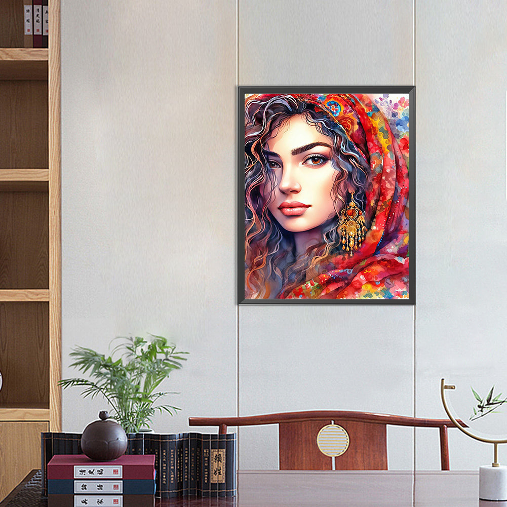 Watercolor Woman - Full Round Drill Diamond Painting 40*50CM