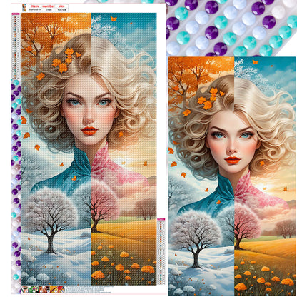 Four Seasons Woman - Full Round Drill Diamond Painting 40*75CM