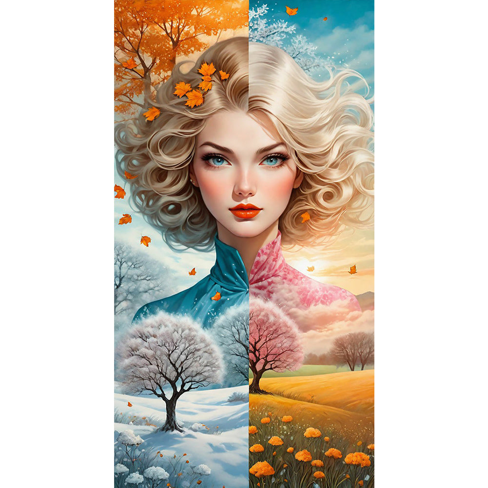 Four Seasons Woman - Full Round Drill Diamond Painting 40*75CM