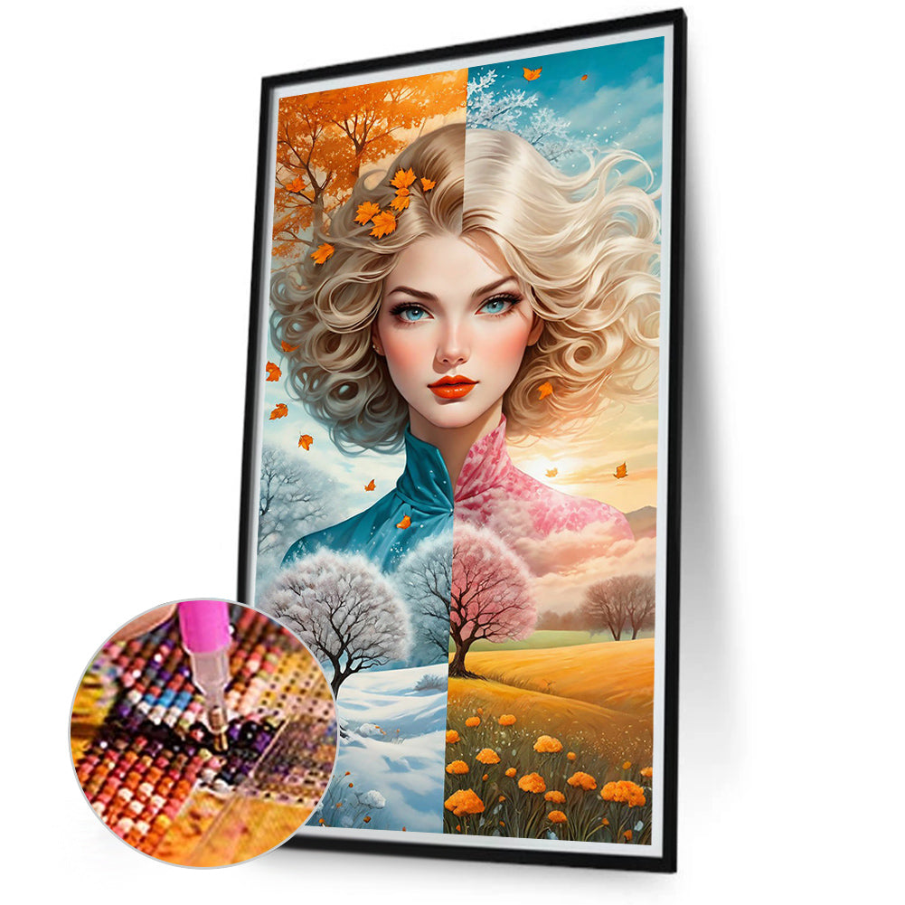 Four Seasons Woman - Full Round Drill Diamond Painting 40*75CM