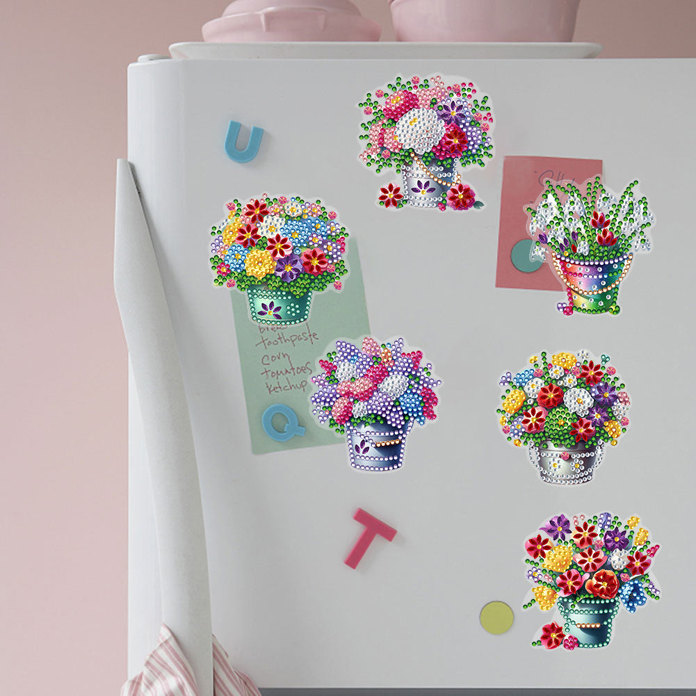 Special Shape Flower Barrel Diamond Painting Cartoon Fridge Magnetic Stickers