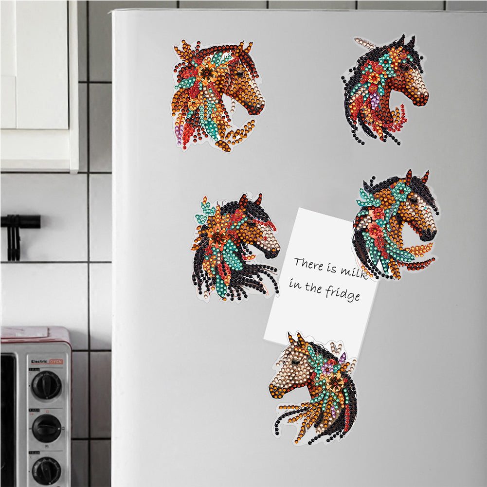 Special Shape Long Haired Horse Diamond Painting Fridge Magnetic Stickers