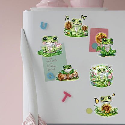 Special Shape Sunflower Frog Diamond Painting Cartoon Fridge Magnetic Stickers