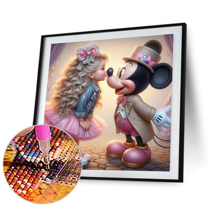 Girl Kisses Mickey - Full Round Drill Diamond Painting 30*30CM