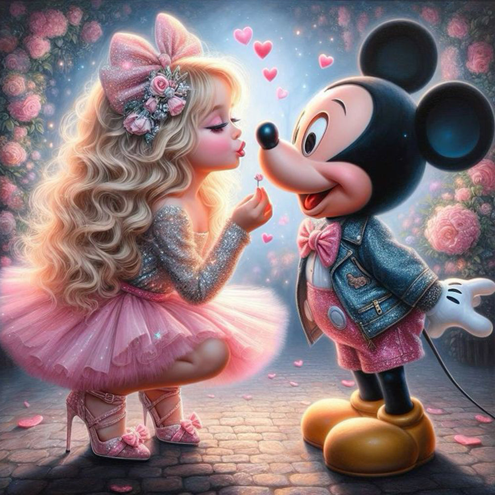 Girl And Mickey - Full Round Drill Diamond Painting 30*30CM