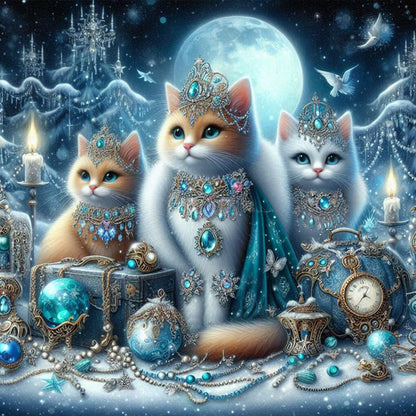 Three Rich Cats - Full Round Drill Diamond Painting 30*30CM