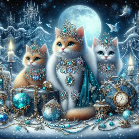 Three Rich Cats - Full Round Drill Diamond Painting 30*30CM