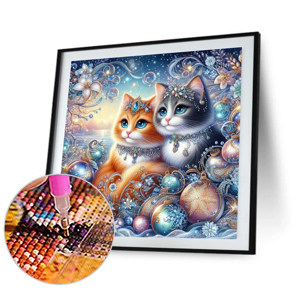 Gem Cat - Full Round Drill Diamond Painting 30*30CM