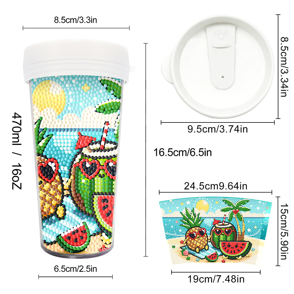 470ml Summer 5D Diamond Painting Decorate Water Bottle DIY Art for Boys Girls