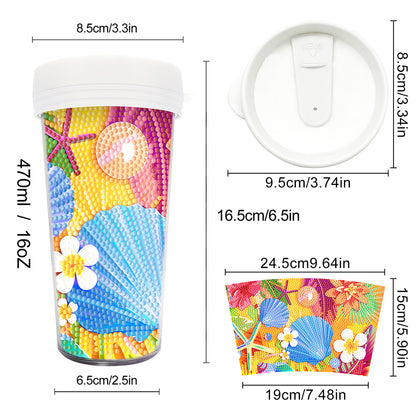 470ml Summer 5D Diamond Painting Decorate Water Bottle DIY Art for Boys Girls