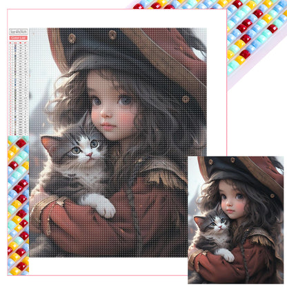 Cat Girl - Full Square Drill Diamond Painting 30*40CM
