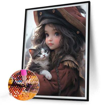 Cat Girl - Full Square Drill Diamond Painting 30*40CM