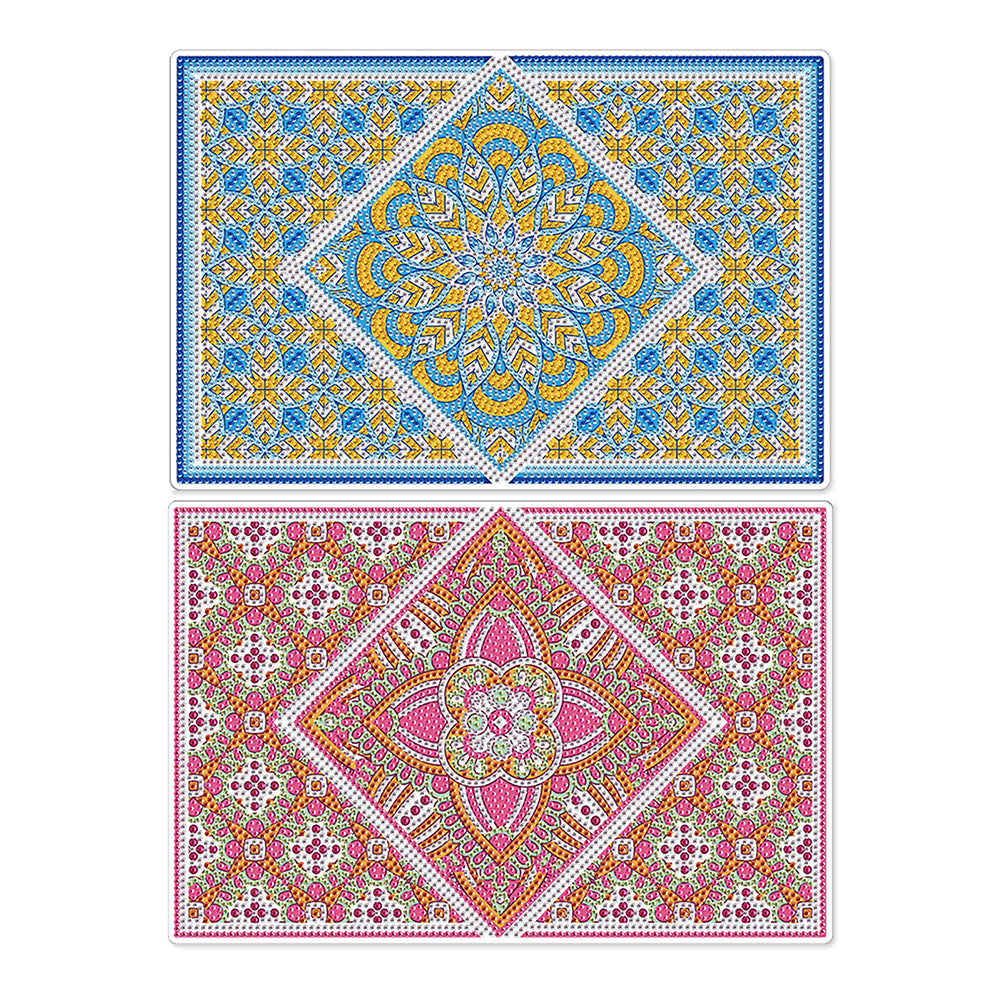 2Pcs Mandala Pattern Diamond Painting Placemat DIY Diamond Crafts Projects